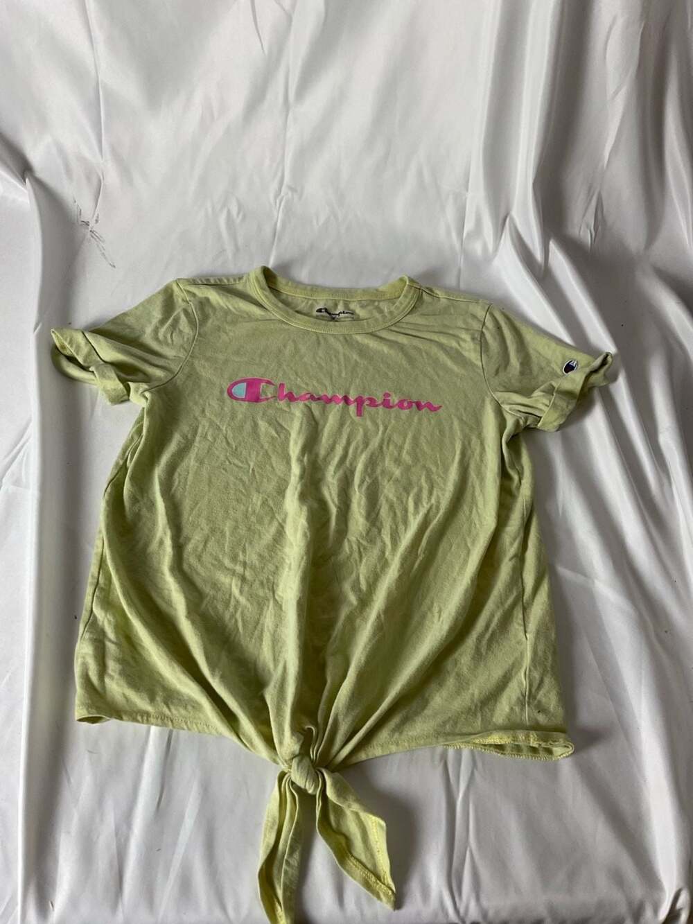Champion Tie Front T-Shirt Size M Green